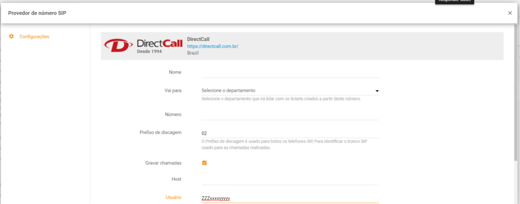 إعداد تكامل DirectCall LiveAgent