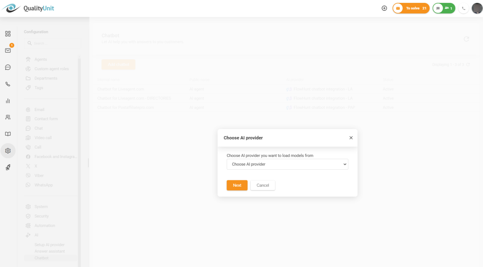 اختيار مزود روبوت الدردشة الذكي
