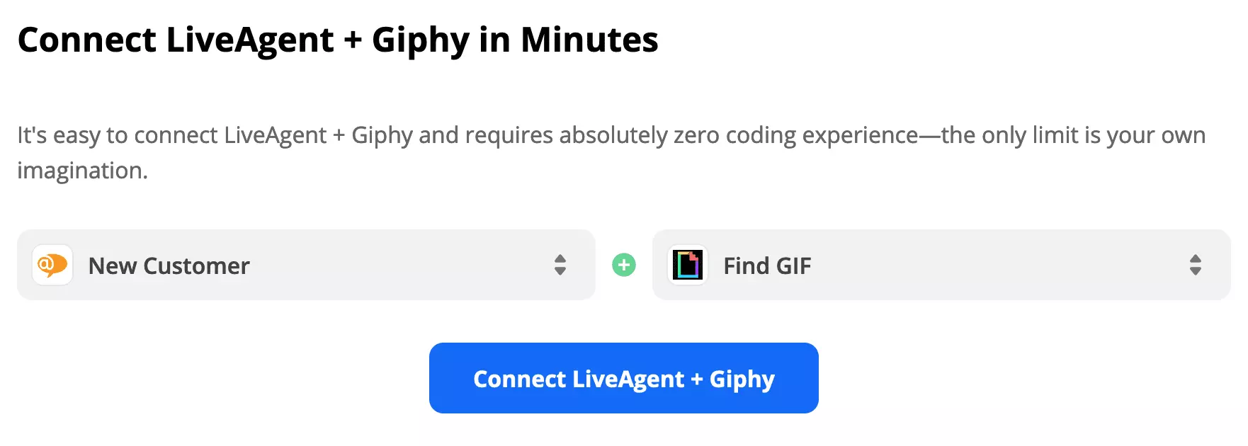 تم تحديد مشغل LiveAgent وإجراء Giphy على Zapier