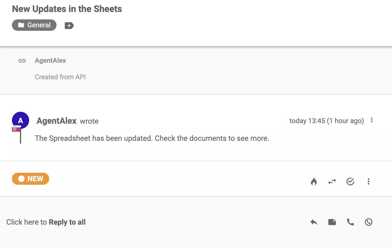 تذكرة جديدة وصلت إلى نظام التذاكر بعد التكامل الناجح مع نماذج Google