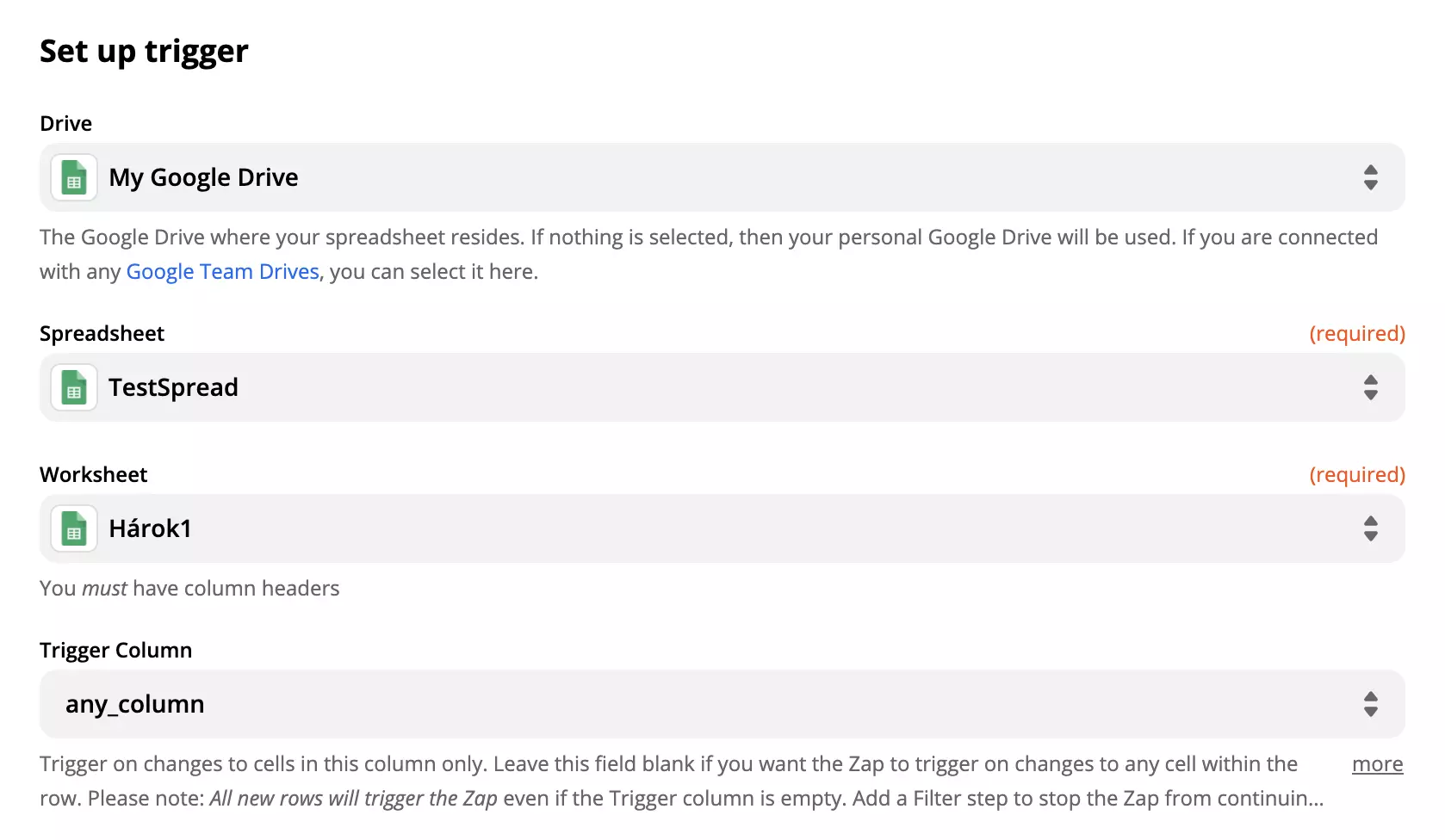 خيارات وحقول إعداد محفز جداول Google