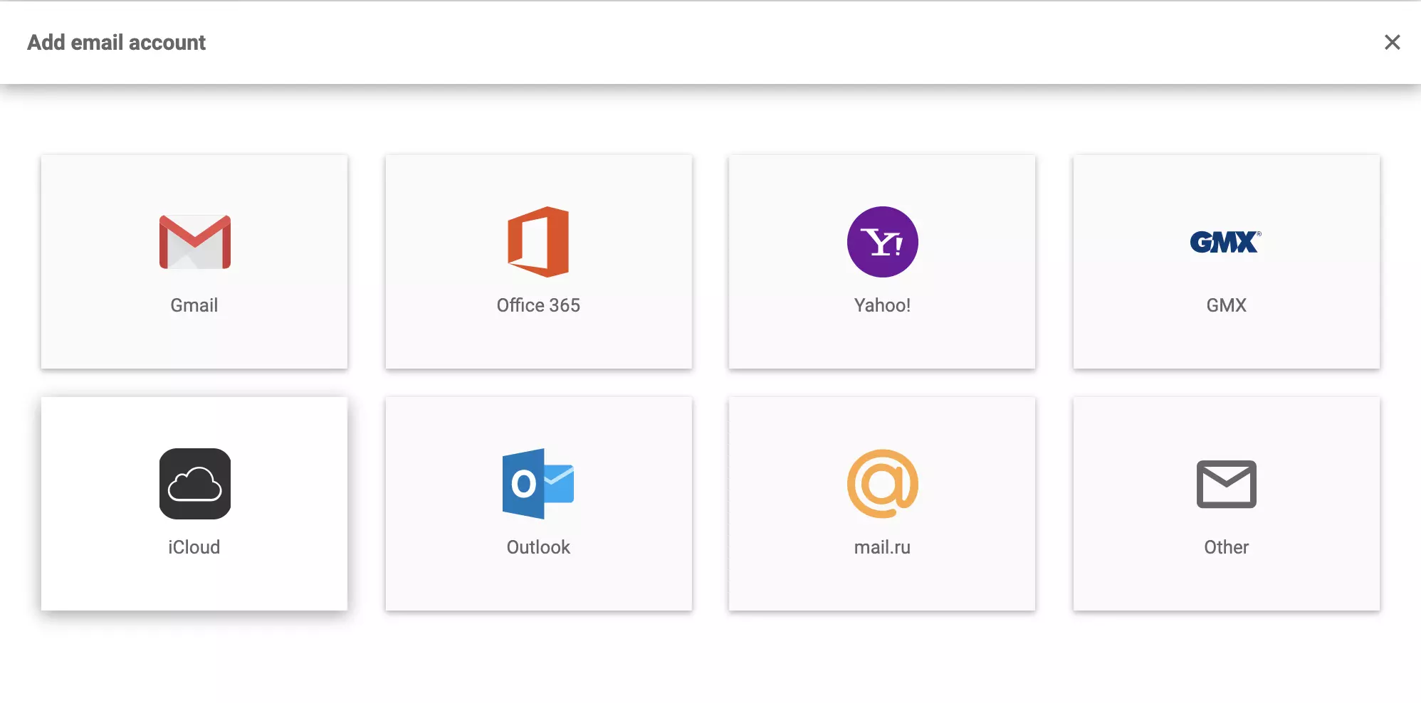 iCloud في إعدادات البريد الإلكتروني في LiveAgent