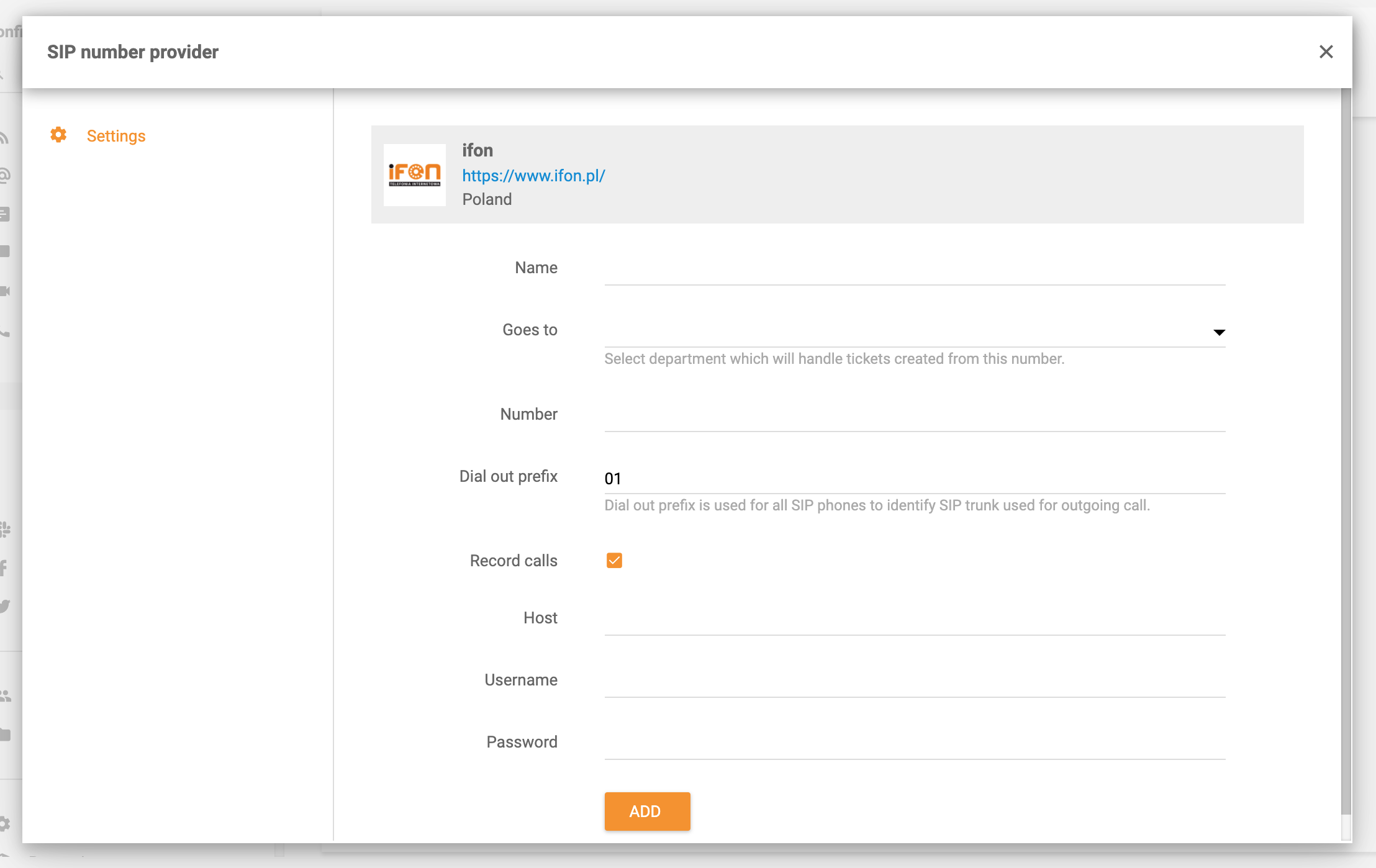 تكامل iFON في LiveAgent