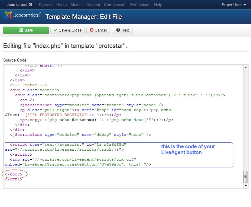 محرر قالب Joomla