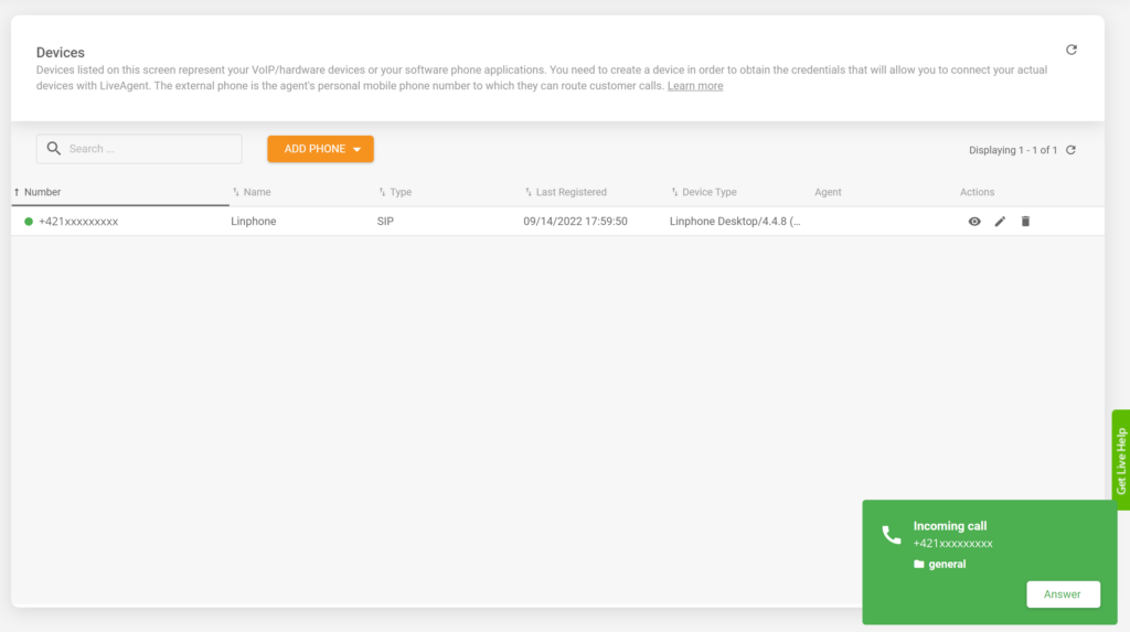 تكامل Linphone مع LiveAgent