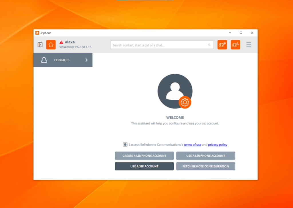 تكوين SIP في Linphone