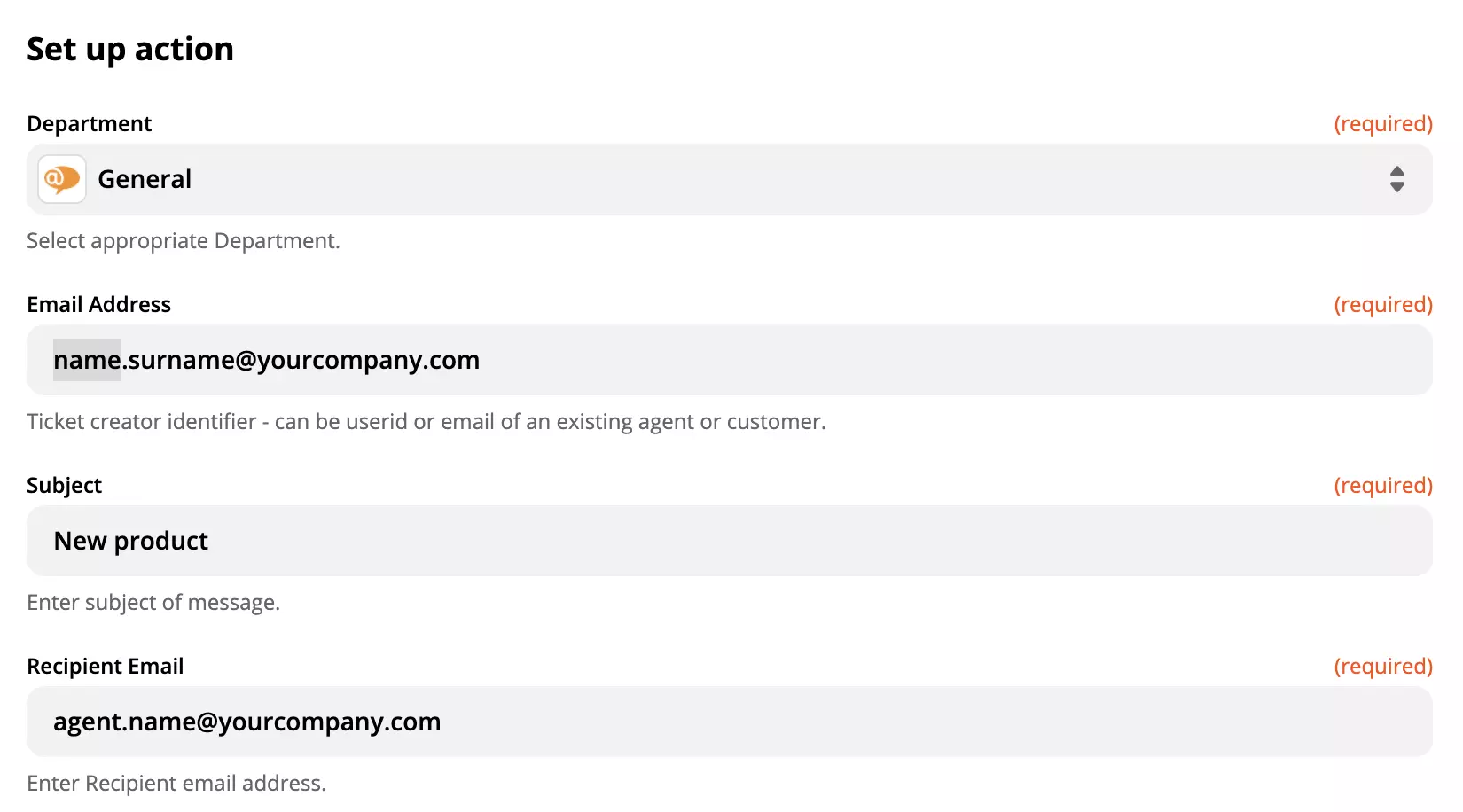 إعداد إجراء LiveAgent في تكامل Zapier