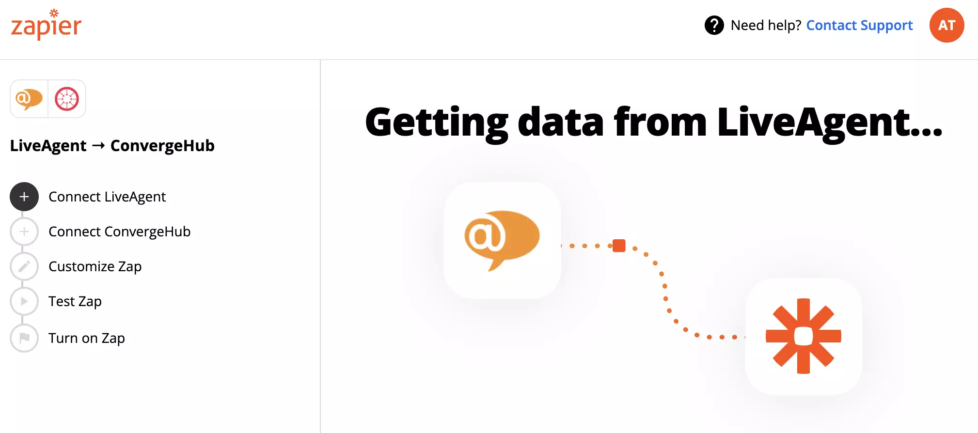 ربط حسابات LiveAgent و ConvergeHub مع Zapier