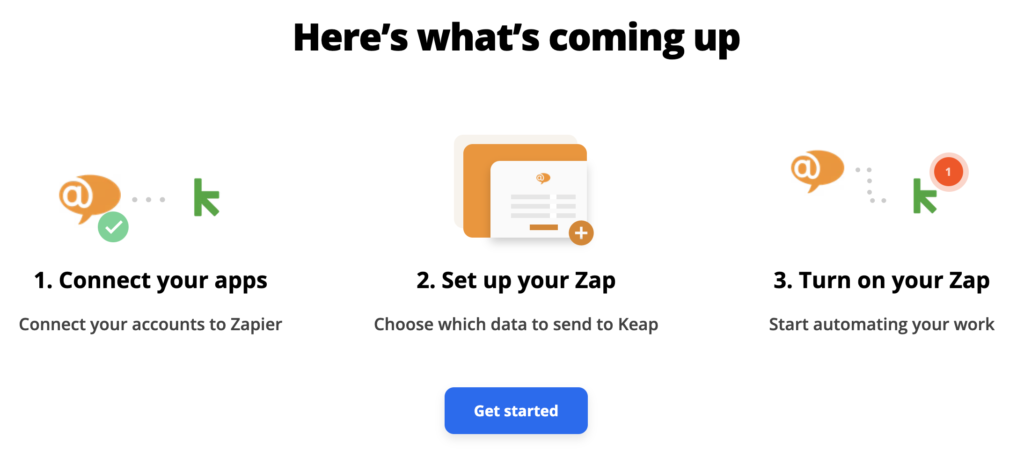عملية التكامل بين LiveAgent و Keap على Zapier
