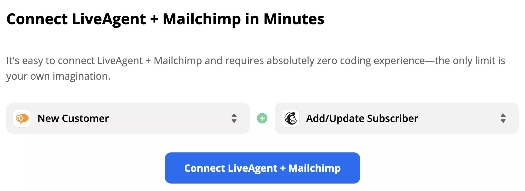 محفز LiveAgent المحدد وإجراء Mailchimp