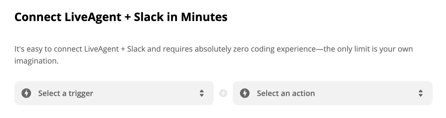 اختيار محفز وإجراء LiveAgent + Slack على Zapier