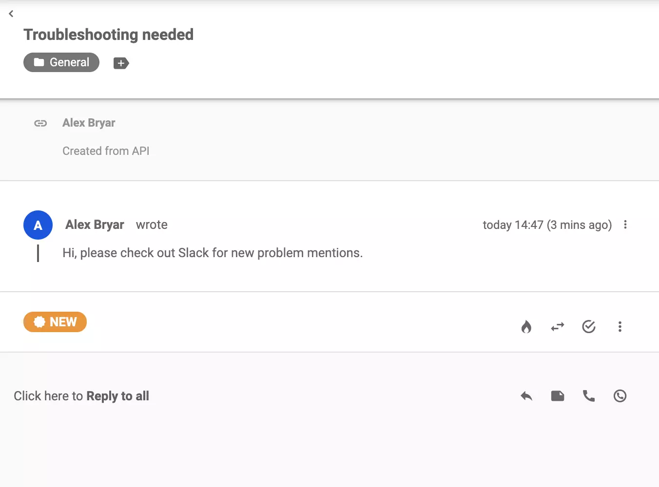 تذكرة مرسلة إلى LiveAgent بعد ظهور كلمة رئيسية في Slack