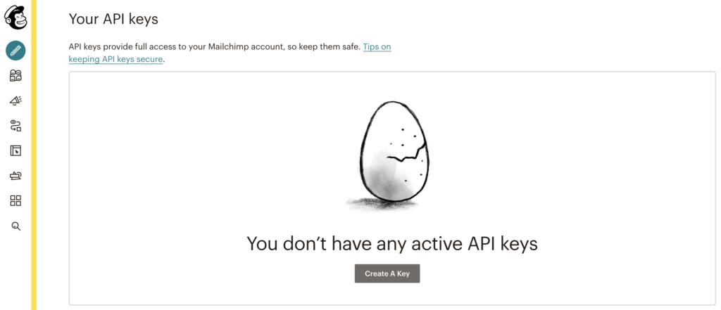إنشاء مفتاح API في Mailchimp للتكامل مع LiveAgent