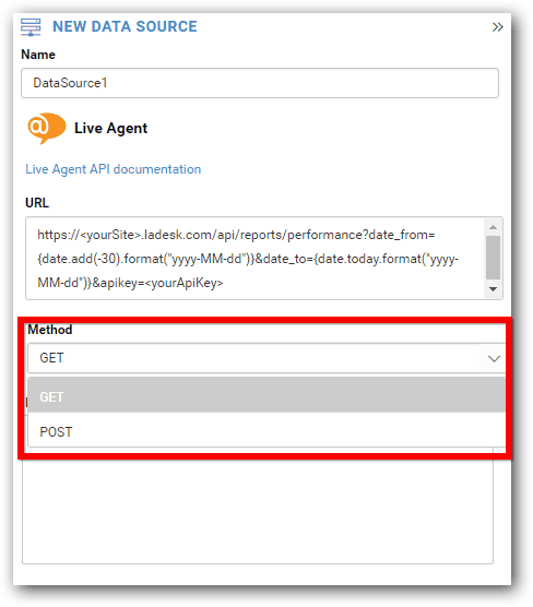 اختيار طريقة REST API في Bold BI