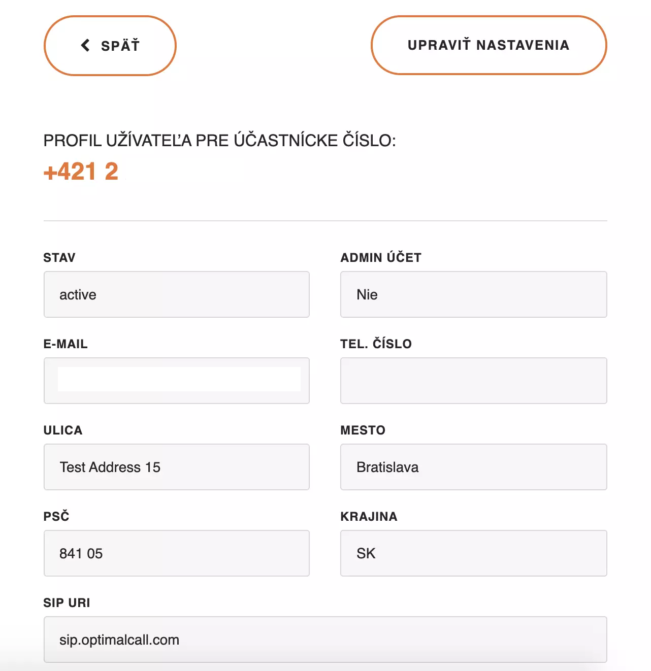 معلومات ملف تعريف Optimal Call