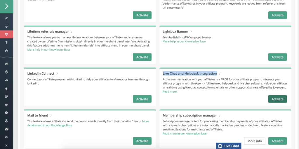 قائمة الميزات مع هجرة مكتب المساعدة