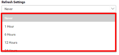 إعدادات التحديث في Bold BI
