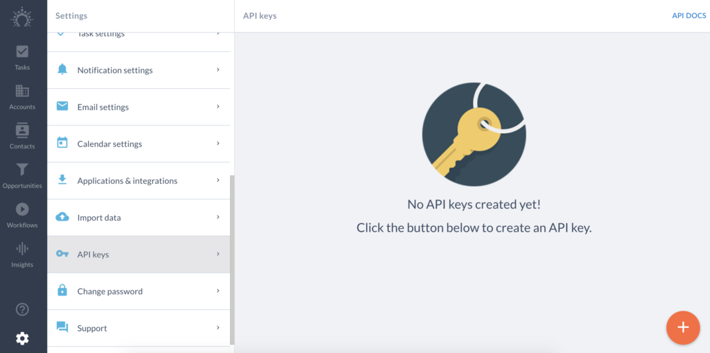 مفاتيح API في تكوين Salesflare