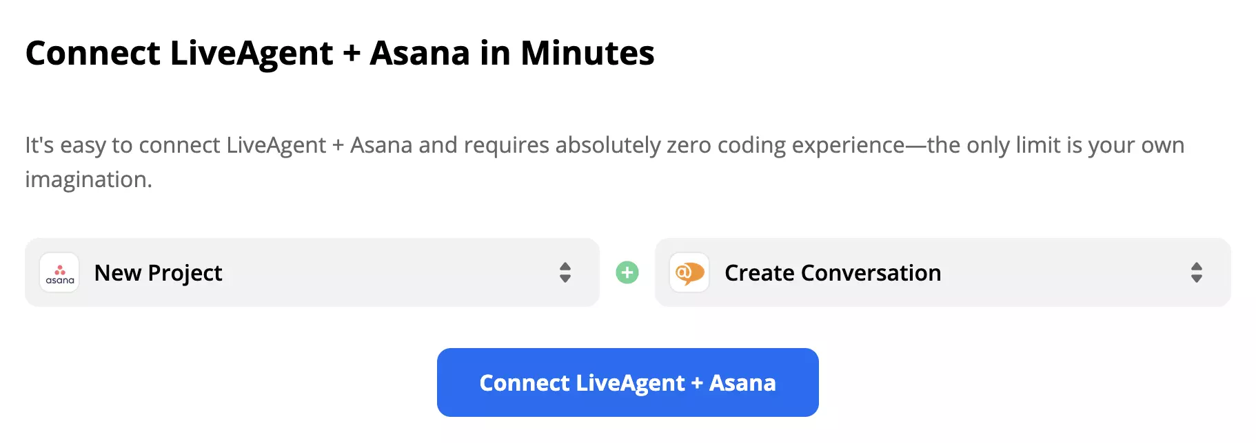 محفز Asana المحدد وإجراء LiveAgent