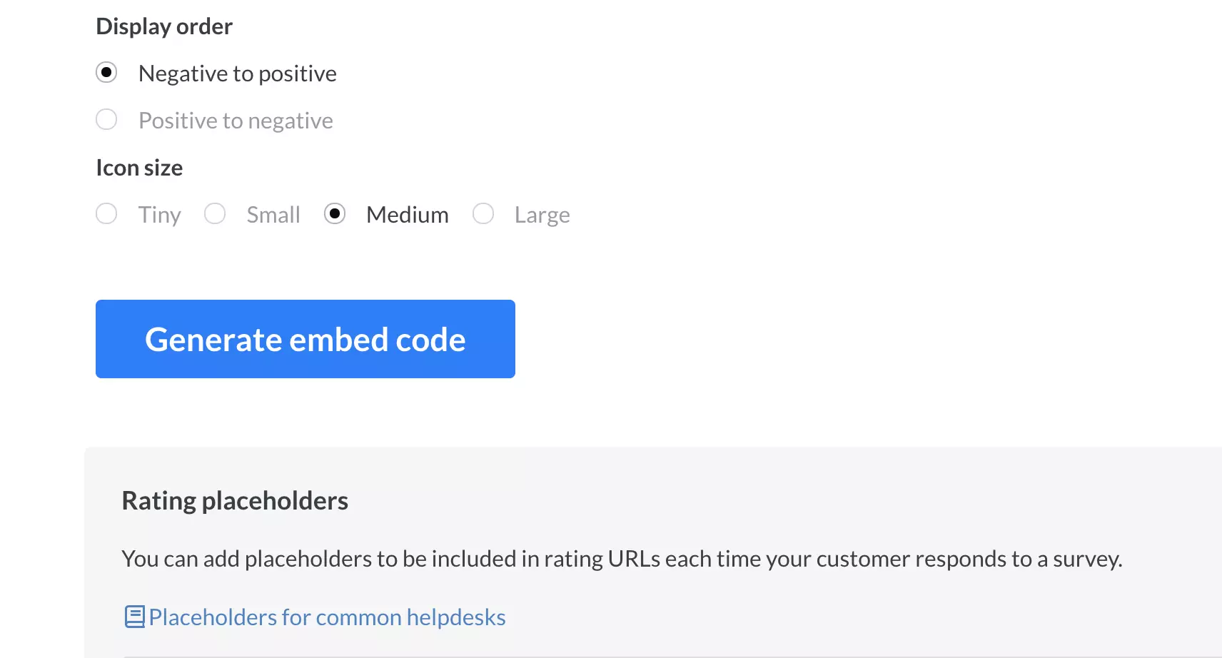 إنهاء إنشاء الاستطلاع مع زر إنشاء كود التضمين