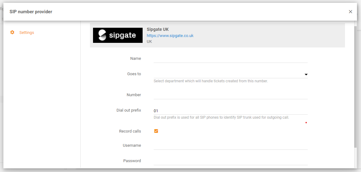 تكامل Sipgate في LiveAgent