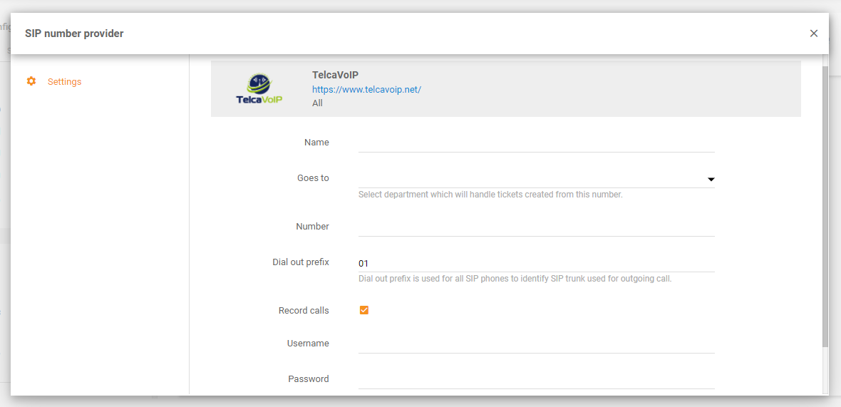 TelcaVoIP integration in LiveAgent