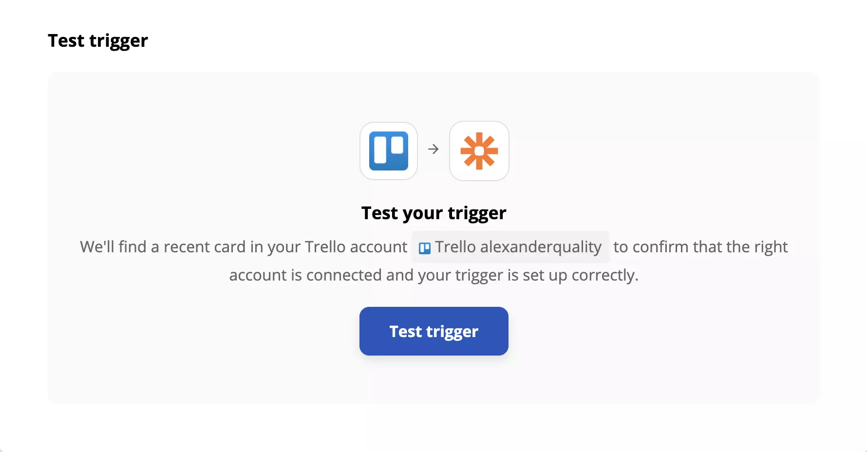 اختبار محفز Trello في Zapier
