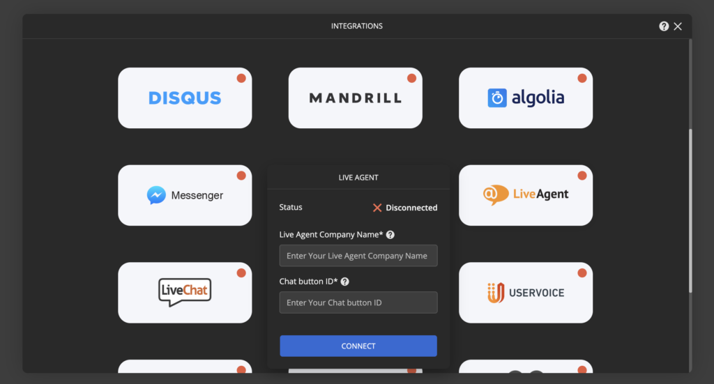 تكامل Ucraft LiveAgent