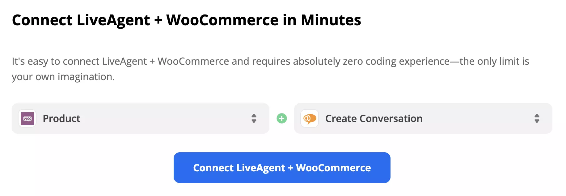 تم تحديد مشغل WooCommerce وإجراء LiveAgent على صفحة تكاملات Zapier