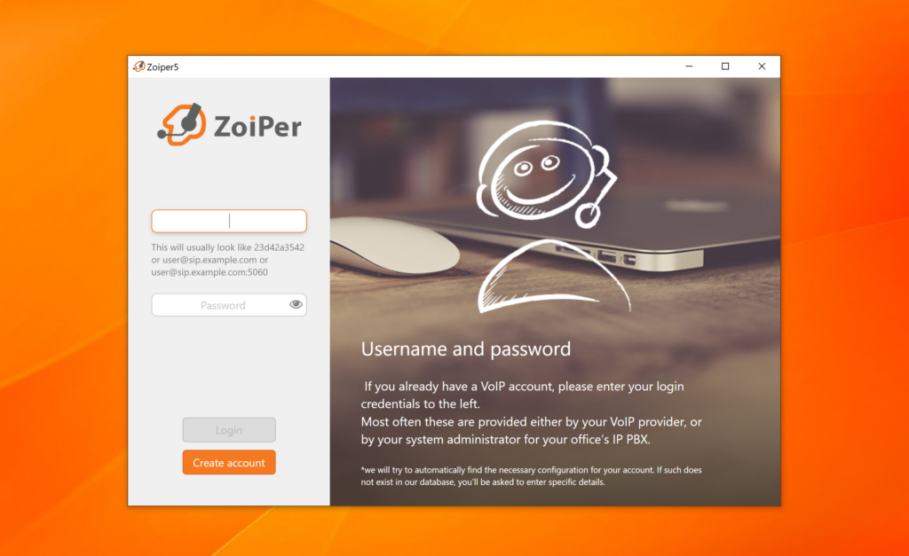 صورة توضح إعداد تطبيق Zoiper الهاتف الذكي مع خيار توصيل مزود خدمة VoIP