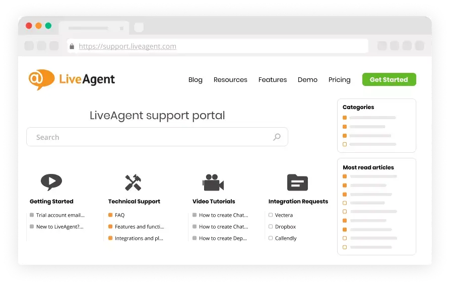 برنامج بوابة العملاء - LiveAgent