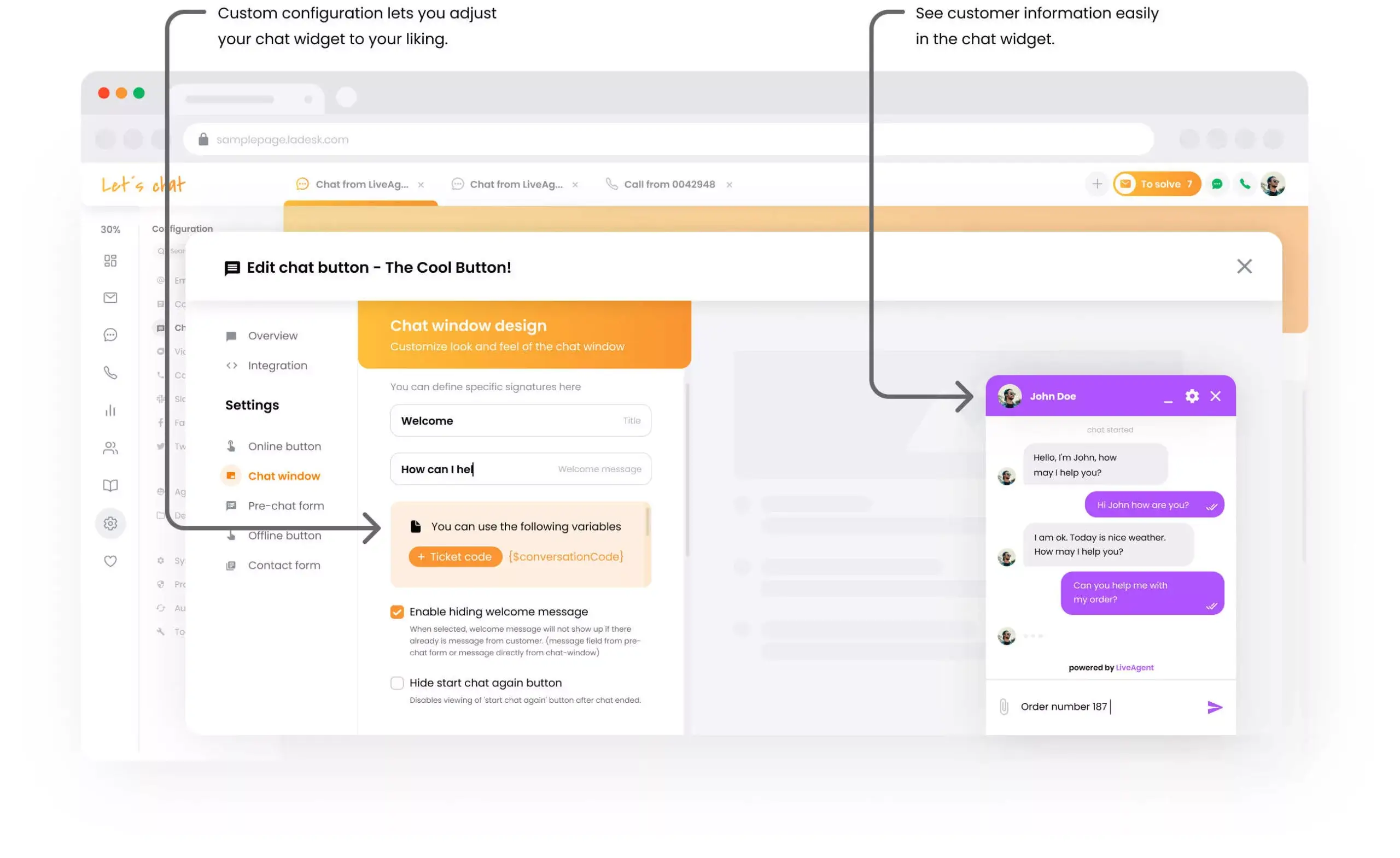 خصص نافذة الدردشة
