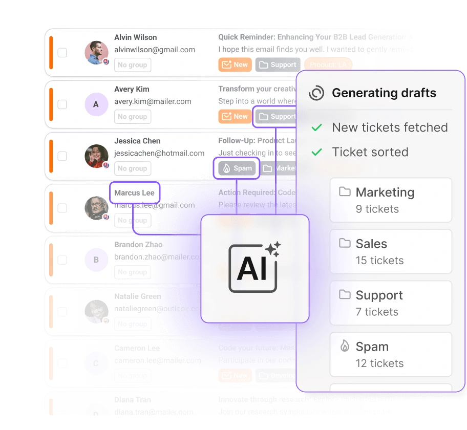 الذكاء الاصطناعي يصيغ ردًا على تذكرة في LiveAgent