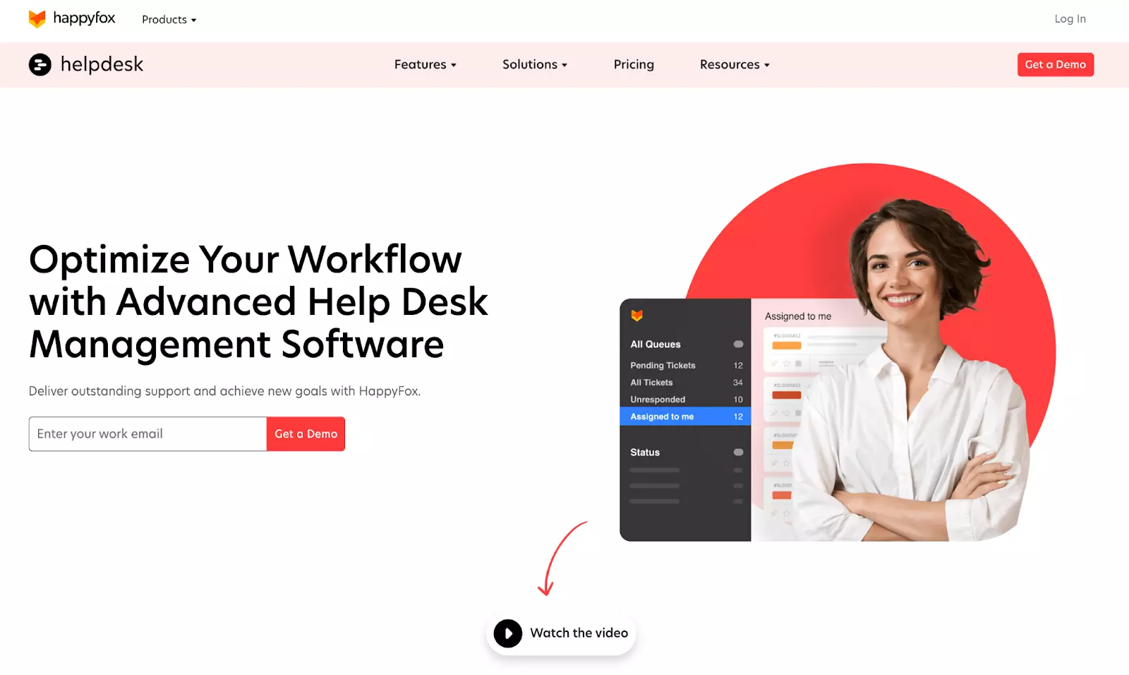 صفحة نظام HappyFox الرئيسية