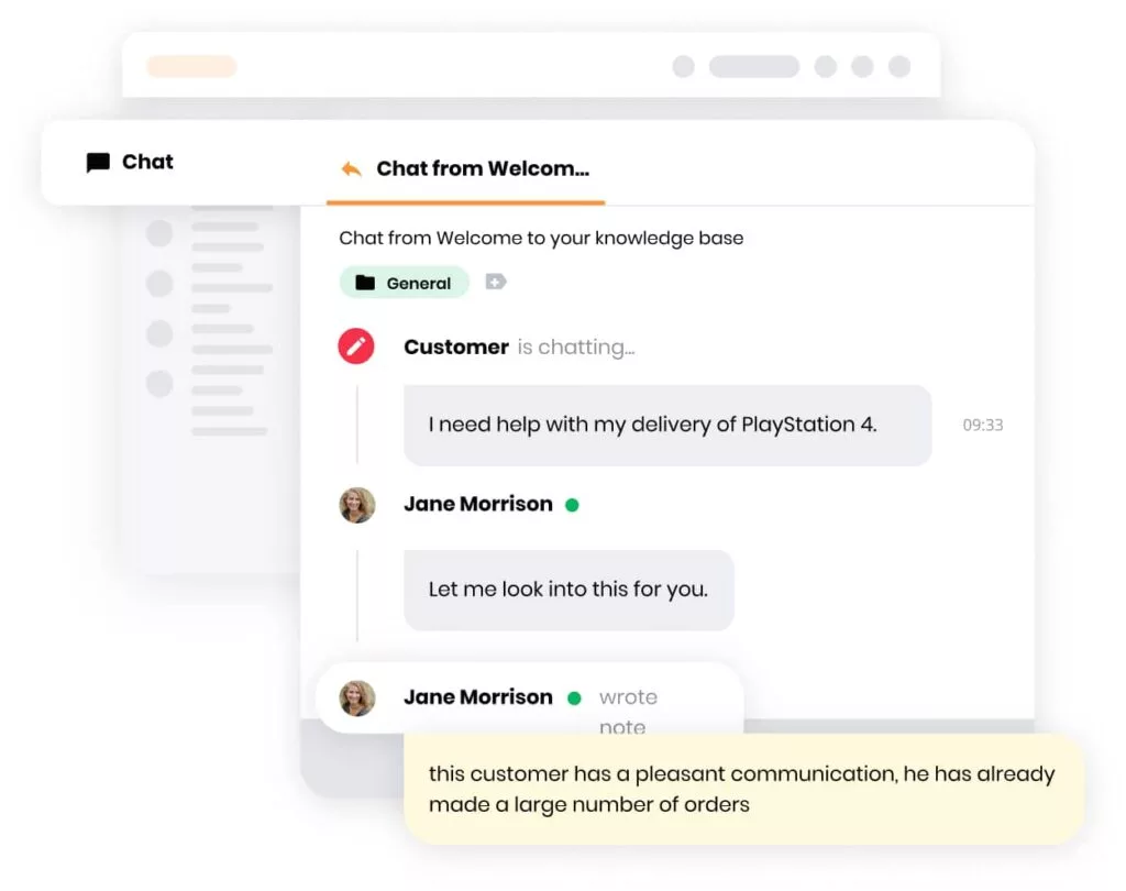 صورة لميزة التذاكر الداخلية في LiveAgent التي تتيح للوكلاء التواصل الداخلي والتعاون في المهام