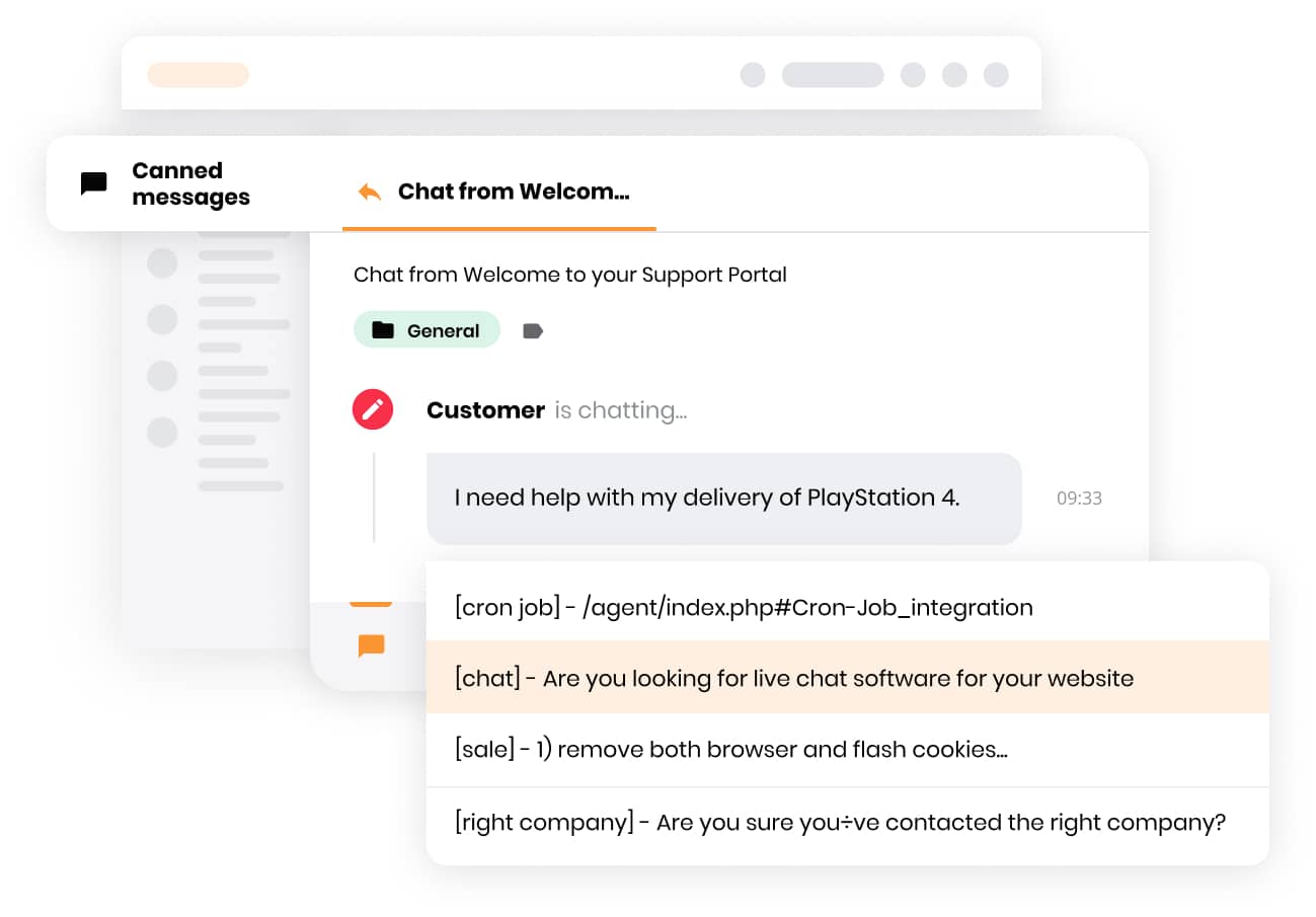 ميزة الرسائل المعدة مسبقاً من LiveAgent
