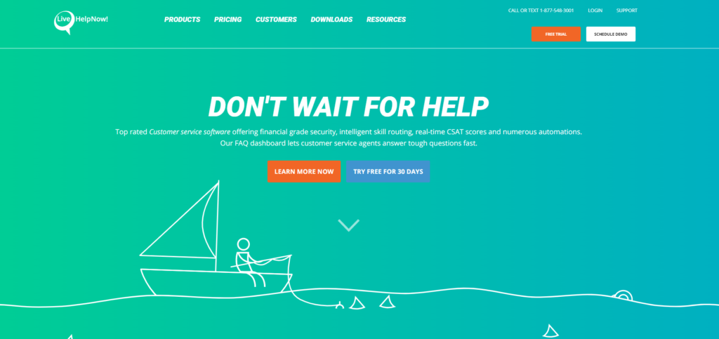 صفحة LiveHelpNow الرئيسية