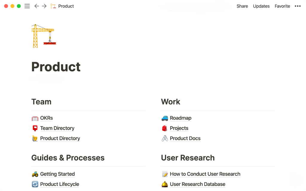 توضيح قاعدة معرفية تم إنشاؤها باستخدام Notion