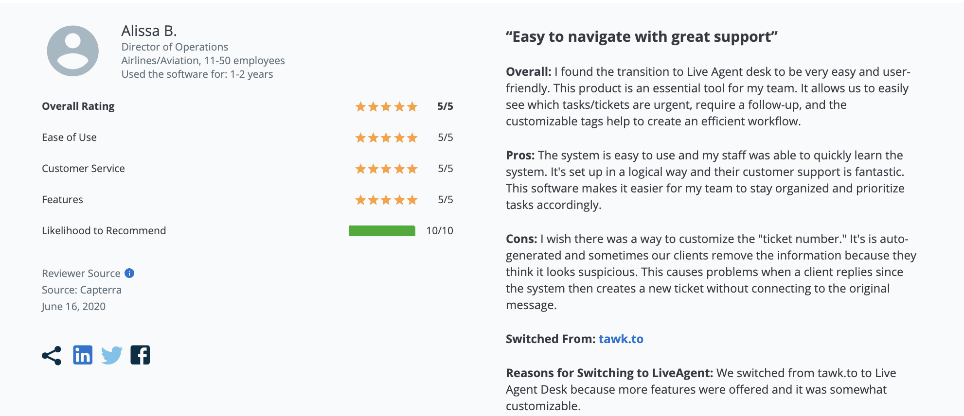 تقييم LiveAgent على Capterra