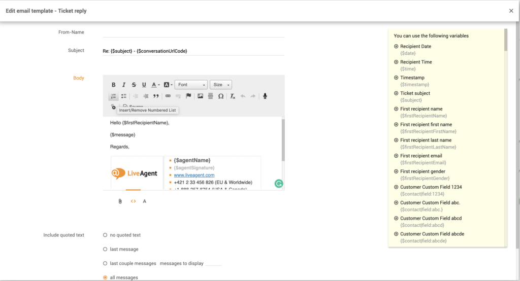 تخصيص قالب البريد الإلكتروني