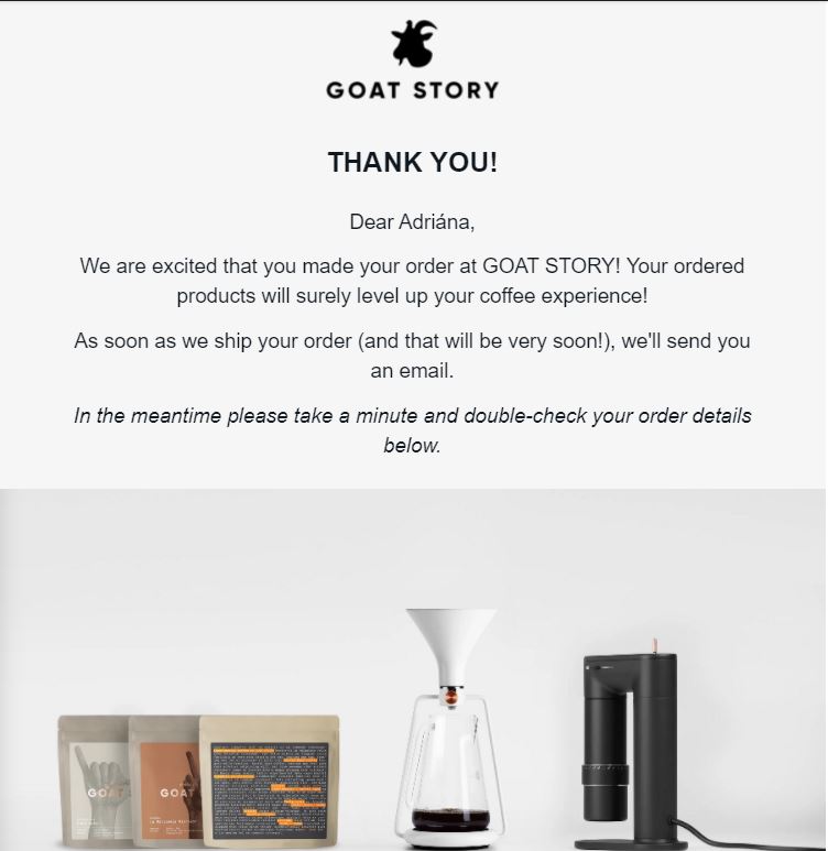 بريد إلكتروني شكراً من Goat Story