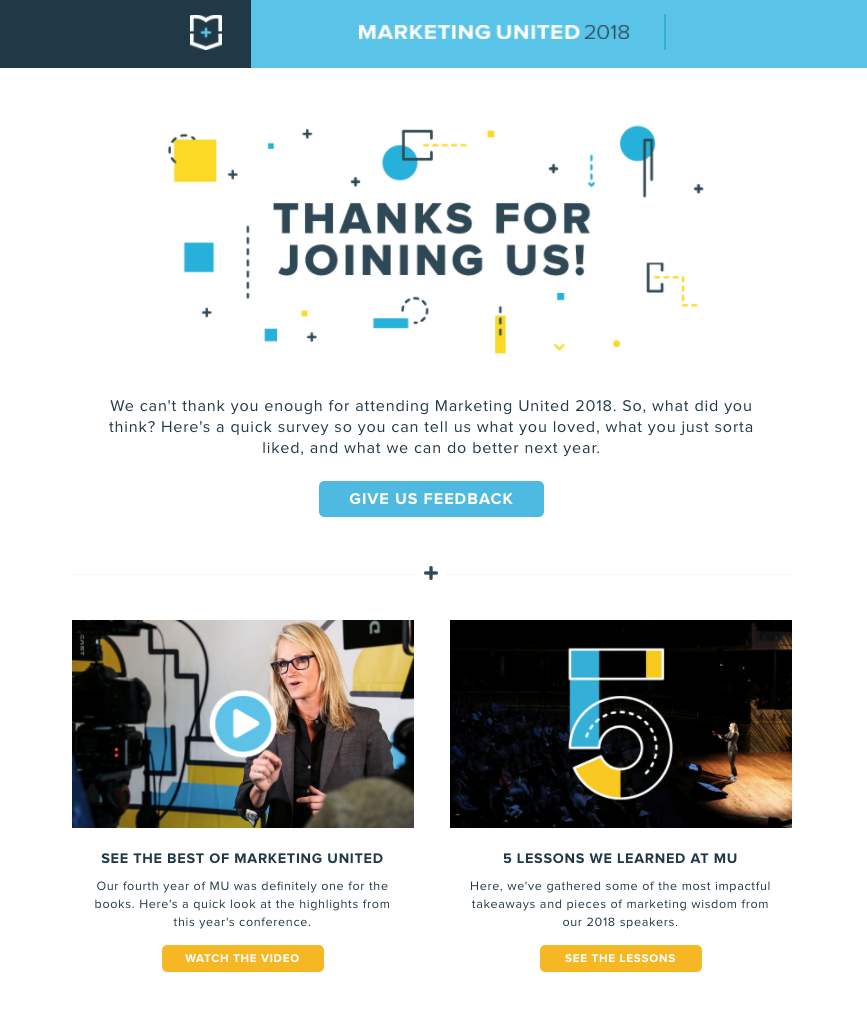 مثال على بريد متابعة حدث وحدة التسويق