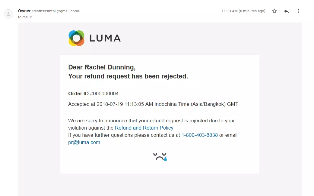 مثال على رسالة رفض طلب استرداد