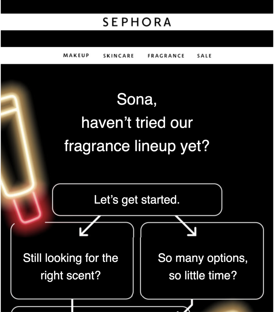 بريد إلكتروني لاستعادة العملاء من Sephora