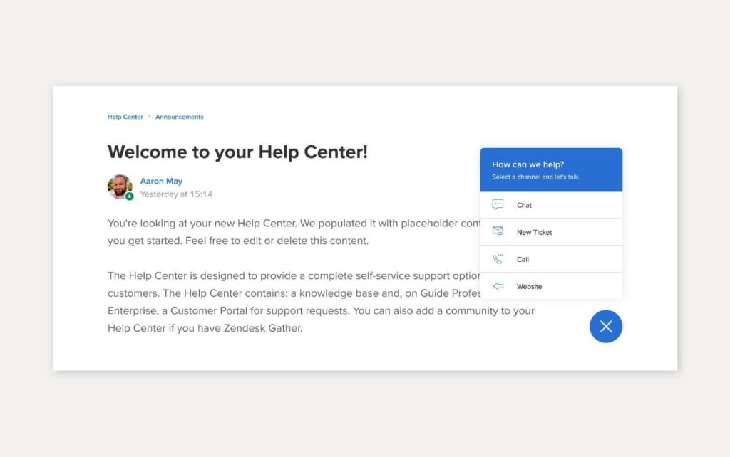 مثال على حل قاعدة المعرفة باستخدام Zendesk