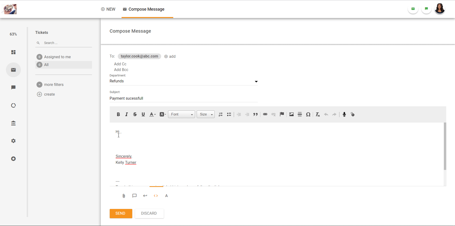 نظرة عامة على واجهة نظام التذاكر في LiveAgent.