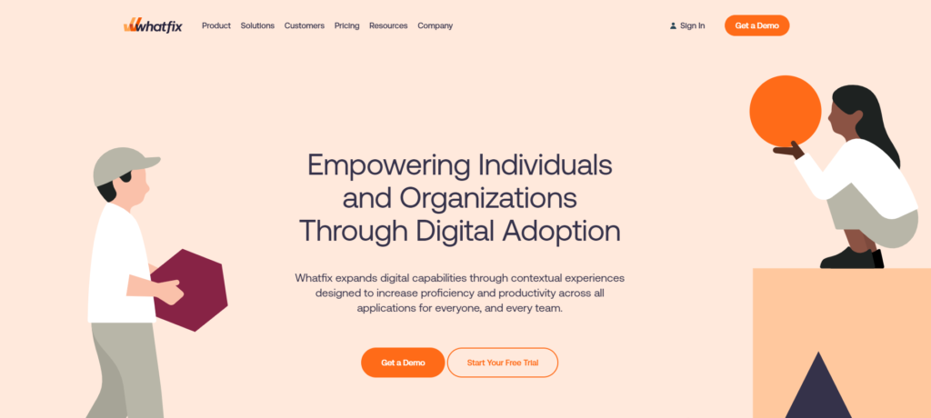 صفحة Whatfix الرئيسية